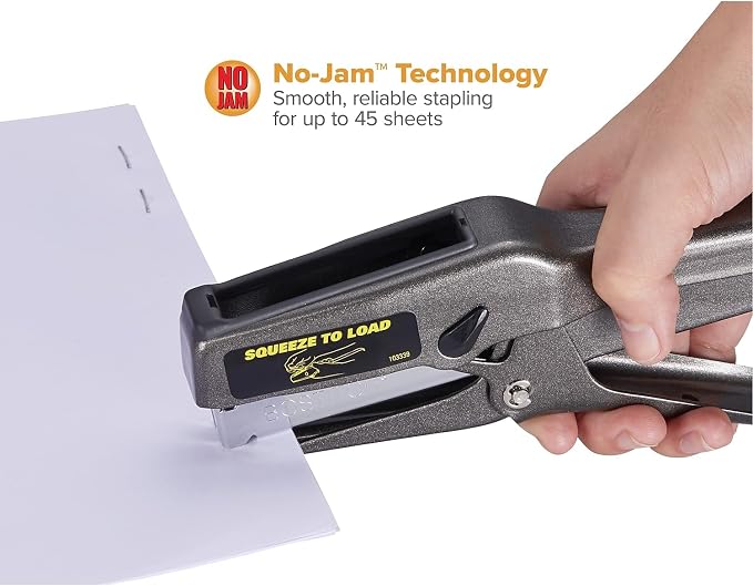 Bostitch Office B8 Heavy Duty All Metal 45 Sheet Plier Stapler, 210 Stapler Capacity, Full-Strip, Charcoal