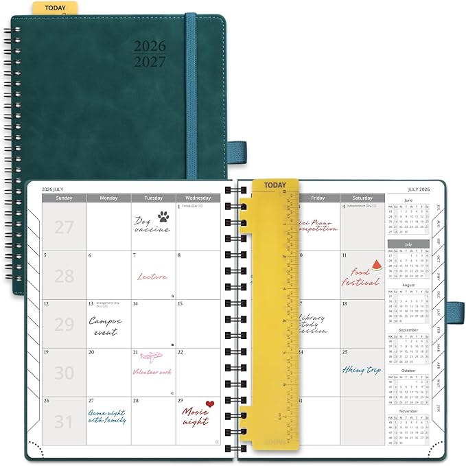 POPRUN 2026-2027 Monthly Planner, 6.5" x 8.5" Agenda, 18 Month Calendar