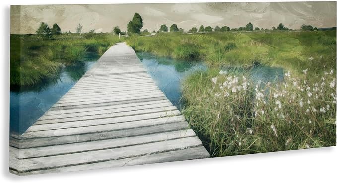 Stupell Industries 'Walkway On The Marsh', Canvas Art, 40 x 17 Inches, Easy to Hang and Sturdy, Made in USA, by Milli Villa | Stupell Industries · By Milli Villa · Ready to hang · Calm lake house decor · Made in USA