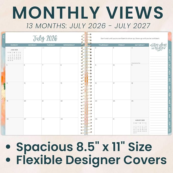 bloom daily planners 2026-2027 (8.5" x 11") Academic Year Day Planner (July 2026 - July 2027) - 13 Months Weekly & Monthly Agenda Organizer with Stickers & Tabs - Painted Peonies