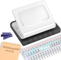 10 Hole Punch Binding Machine for Planners with 10 Multi-Color Binder Rings | 30 Holes on A4, 20 Holes on A5, 26 Holes on B5, 10 Sheet Capacity (White)