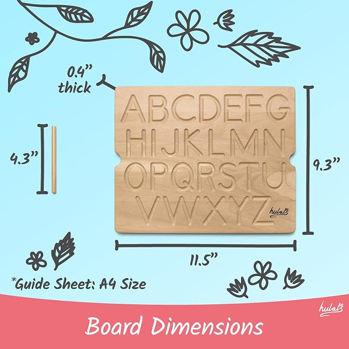 Hulats Learn to Write - Number & Letter Tracing Boards for Kids Ages 3-5 - Wooden Alphabet Learning Montessori 3 Year Old Writing Tools Beginners - Homeschool Preschool Classroom Must Haves