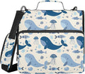 3 Ring Zipper Binder with Shoulder Strap Whales Jellyfish Blue Ocean 2 Inch Zippered Binder Bag 500 Sheet Capacity Multi Pockets for School Supplies