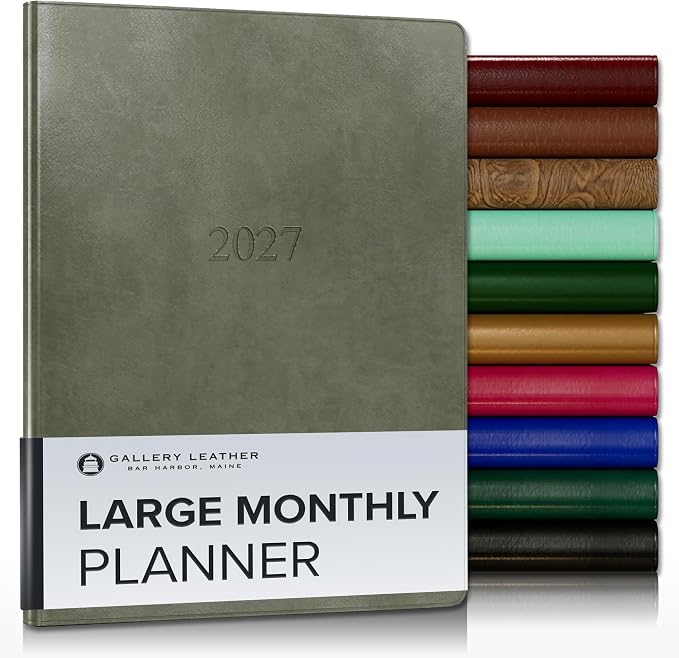 Gallery Leather Large Monthly Planner 2026-2027 Acadia Cactus
