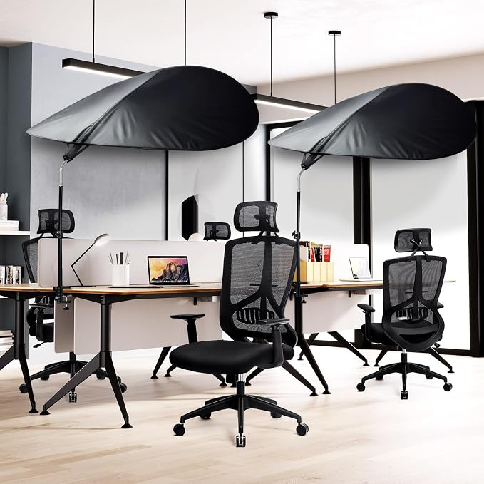 Office Cubicle Desk Shade Anti-Glare Cover Light Sensitive Professionals Cubicle Light Blocker for Workspaces Desk Canopy 39" Sector Shading Light Shade with Clamp(Black)