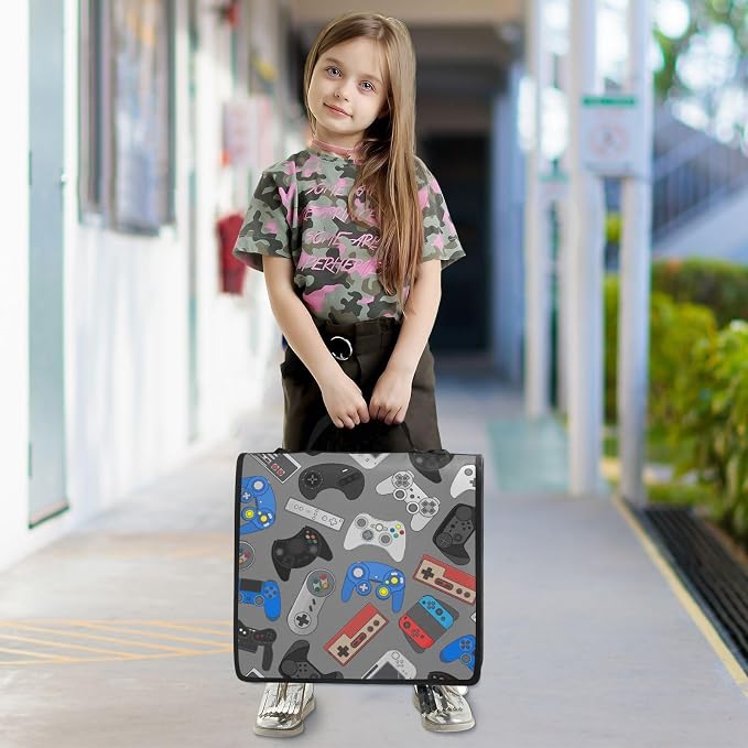 Funny Video Games Binder Bag 3 Ring Zipper with Handle Shoulder Strap | for School Work Office Organizer Storage Case