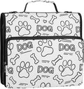 Dog Paw Print Bones 3 Ring Binder Bag 1.5 inch Binder Organizer with Zipper Shoulder Strap 500 Sheet Documents Storage for School Office