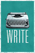 Laminated Typewriter Poster Write Retro Vintage Green Creative Writing Writer Classroom College Poster Dry Erase Wall Art 24x36