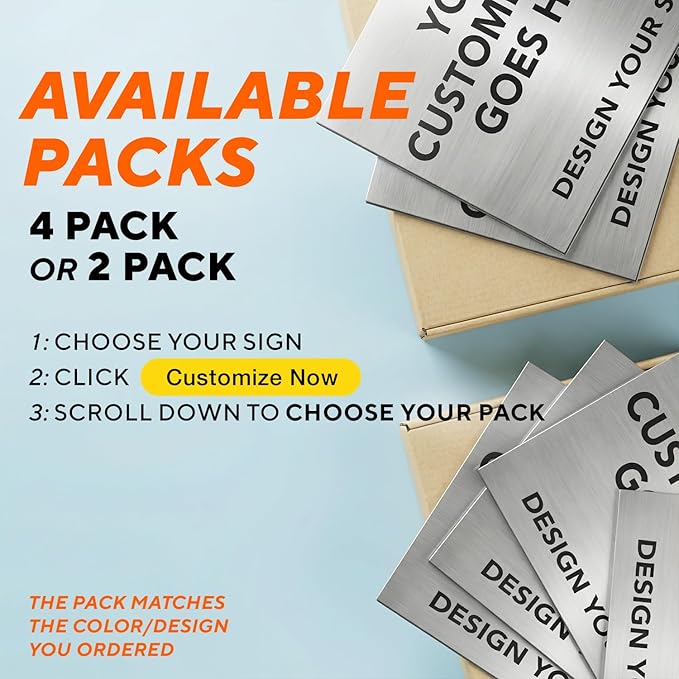 Custom Outdoor Aluminum Signs, Personalized Business Signs, Waterproof Silver Brushed Metal 12x8 In
