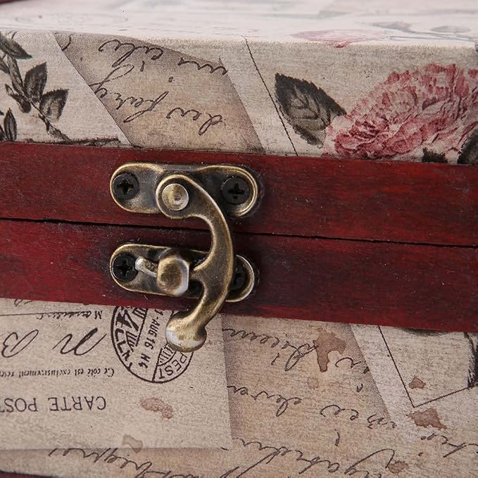 Vintage Keepsake Box, cigar boxes empty Antique Decoration Displays Crafts Wooden Photo Storage for Home Office Hand-Made Treasure Decorative Old-Fashioned