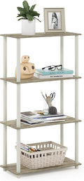 Furinno Turn-N-Tube Toolless 4-Tier Storage Shelves, Sonoma Oak | Wide Open Frame Book Shelf, Corner Shelf, for Organization, Living Room, Garage, Home Office
