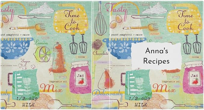 Personalized Recipe Binder 8.5x11 3 Ring Recipe Binder Customizable Cookbook Binders with Clipboard&Pockets Large Recipe Organizer for Kitchen, Recipes, Family-Hand Draw Cute Kitchen Supplies, 2 Pack