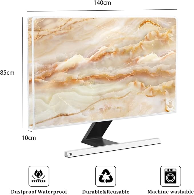 Baocicco Abstract Waterproof TV Screen Cover with Marble Design Aesthetic Television Covers for Xmas Decoration Anti-Static Dustproof Protective Cover for LED LCD OLED TVs 58, 59, 60 Inch