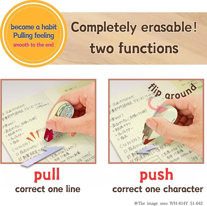 Correction Tape Whiper Petit Cream Color Tape 3 Size Set 2.5mm, 4mm, 6mm(1/10 in,1/6 in,1/4in) And Sticky Notes Set WH-812Y 51-641, WH-814Y 51-642, WH-816Y 51-644