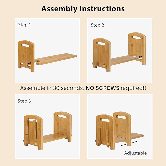 Adjustable Desktop Bookshelf - Sturdy Desk Bookshelf and Book Organizer - No Tools Required to Assemble This Desktop Bookcase, Perfect Tabletop Book Shelf for Office, Study Room