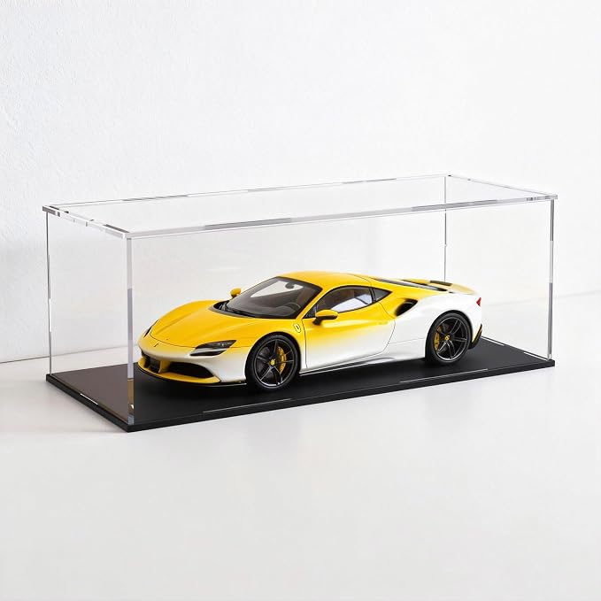 Acrylic Display Case, Clear Acrylic Display Box with Matte Base, Dustproof Collectible Storage Cases, DIY Easy Assembly Showcase for 1: 24 Car Models, Collectibles, 10 x 5 x 5 inch