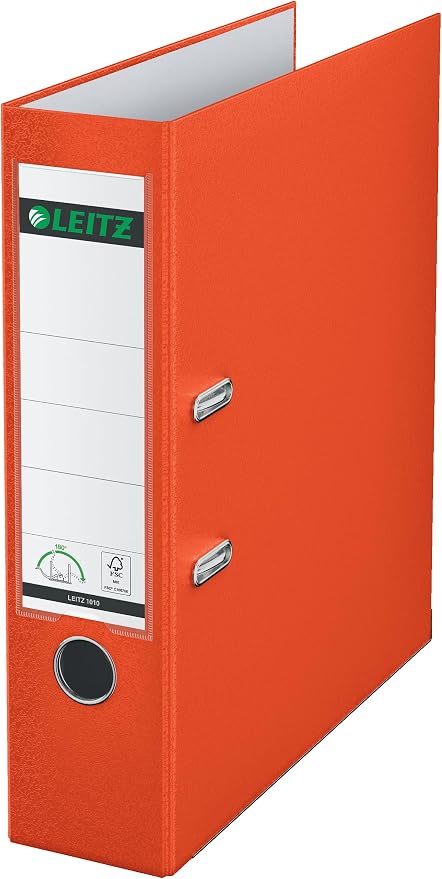 Leitz Lever Arch File, Light red, A4, 80mm Width, Plastic, 10100020