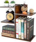 Wood Desktop Shelf Small Bookshelf Desk Supplies Organizers and Accessories Storage Display Rack Office Decor for Women, Antique Brown