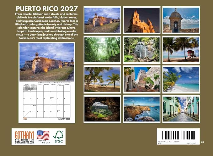 Puerto Rico Calendar 2027 Monthly Wall Calender 12 Month