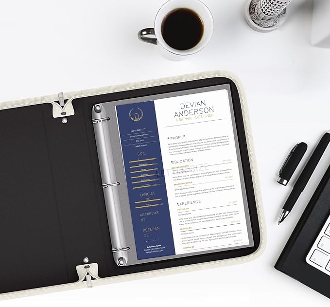 Fireproof 3 Ring Binder with Zipper, 1.5" D Rings Holds 375 Sheets | Fits Letter Size,Compatible with Clear Page Protectors,Built-in Net Pouch Pen Holder,Portable Safe Storage,1 Pack,White