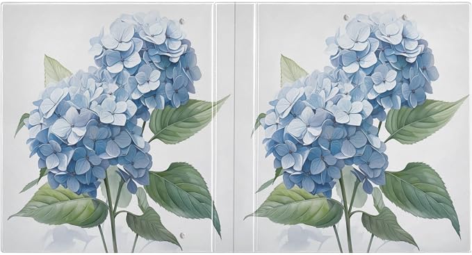 3 Ring Binder Blue Hydrangeas Flower 1.5" Round Ring Binders View Binder with 200 Sheet for Women Men Office Kids School Supplies, 1 Pack
