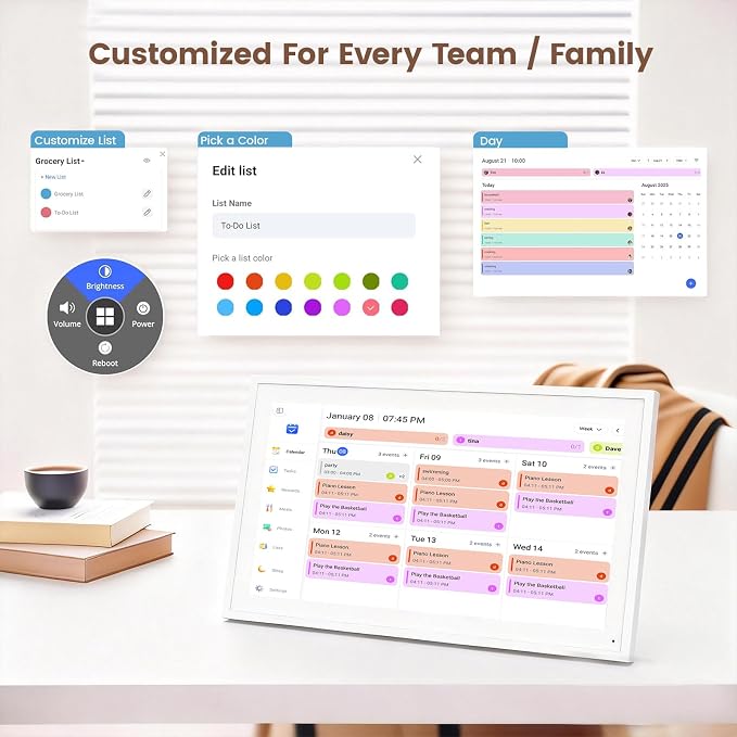 15.6-inch Digital Calendar, Electronic Calendar & Chore Chart, Sync Google iCloud Outlook, 2K Smart Touchscreen Display for Family Schedules, Wall/Desk Mountable, Great for Organizing for Group