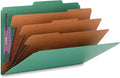 Smead Pressboard Classification File Folder with SafeSHIELD Fasteners, 3 Dividers, 3" Expansion, Legal Size, Green, 10 Per Box (19097) (Pack of 1)