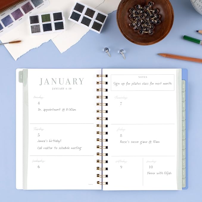 Mead Cambridge 2027 Planner, Weekly & Monthly, 5.5" x 8.5", Leah Bisch, Herringbone (LB55-200-27)