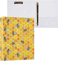Yellow Beehive Bee Binder 1.5 Inch Binder with Clipboard&Pockets, Honeycomb Hardcover Binders 3 Ring, Honey Bees Heavy Duty Large File Folder for Office School Supplies - Holds 200 Sheets
