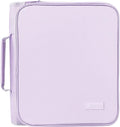 SUNEE Zippered Binder Bag with Handle, 2-Inch 3-Ring O-Ring, 500-Sheet Capacity, Includes Zip Pocket, 5-Tab Expanding File Folder, Multi-Pocket Organizer Binder for Middle School, Lavender Purple