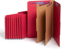 Smead Pressboard Legal Size File Folders with SafeSHIELD Fasteners, 2 Dividers, 2" Expansion, Office Folders, Paper Holder, Bright Red, 10 per Box (19031)