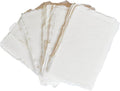 Handmade Cotton Paper with Deckle Edge Recycled Cotton Rag Mixed Media Stock for Place, Escort, Vow, and Business Cards (150gsm, 2x3 inch A8, 50 Pack)