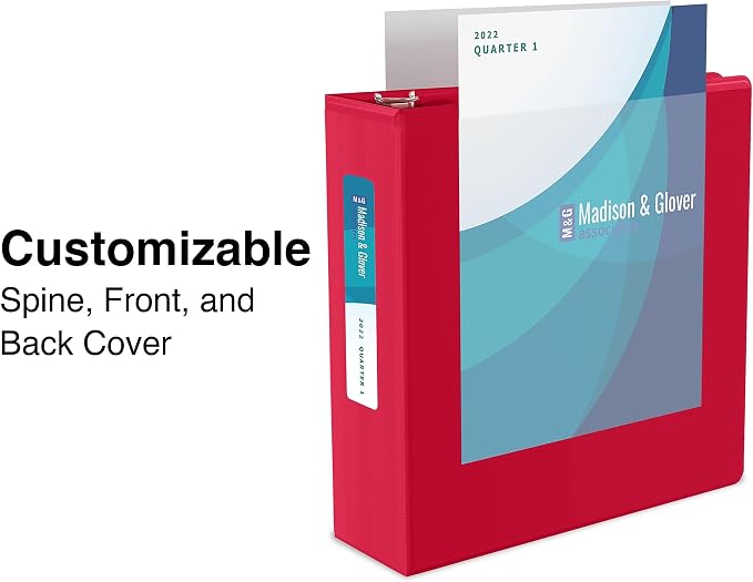 Staples 1 1/2" 3-Ring View Binders, D-Ring, Red, 4/Pack