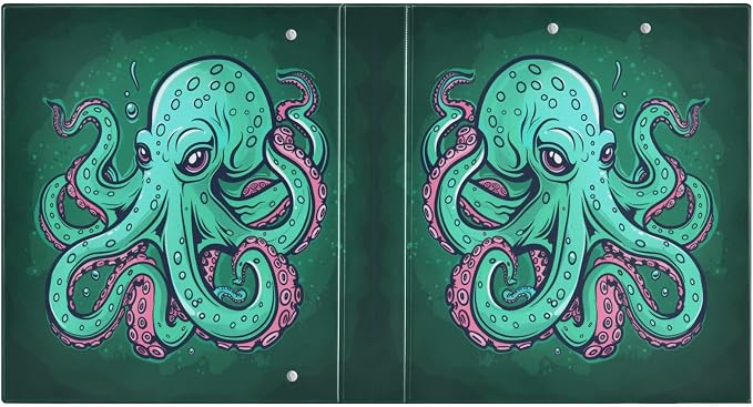 3 Ring Binder Octopus Tentacle 1.5 Inch Three Ring Binder | Cute Binder with 3 Storage Pockets for Women School Office Supplies