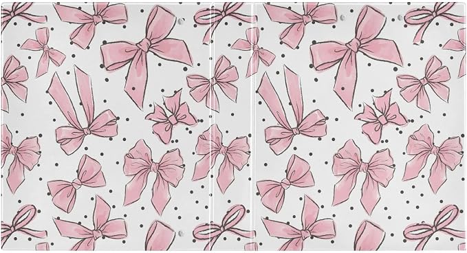 3 Ring Binder Pink Bows Dots 1.5" Round Ring Binders View Binder with 200 Sheet for Kids School Supplies Women Men Office, 1 Pack