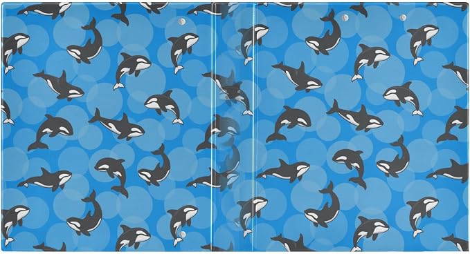 ALAZA 3 Ring Binder Orca Killer Whale on Blue Background Clipboard Round Ring Binder Holds 1.5 Inch Three Ring Binder Heavy Duty Ring Binders for School Office Supplies, 1Pack