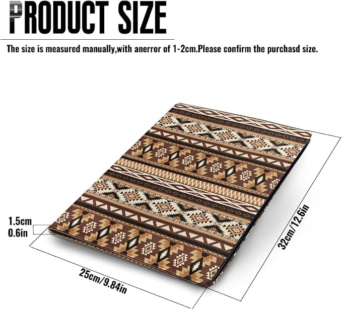 Dreaweet Brown Aztec Leather Portfolio Western Tribal Geometric A4 Document Folder Work Pad Padfolio,Letter Size Notepad Clipboard,Resume Folio Binder