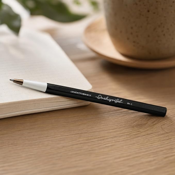 LEUCHTTURM1917 - Drehgriffel Writing Pen (Black) - Ballpoint Pen with Royal Blue Ink Included