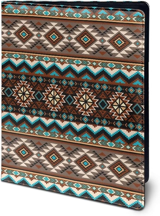 Dreaweet Aztec Tribal Geometric Leather Portfolio Women Men Business Portfolio Organizer Interview Resume Folder Legal Document Organizer Letter Size Writing Pad