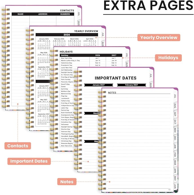 Planner 2026-2027, Academic Year Monthly & Weekly Planner Caledndar, July 2026 - June 2027, Hardcover Large Planning Agenda Book with Tabs for School Office Supplies, 6.3" x 8.5" - Dreamscape Hills