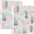 Western Cute Cactus 1.5 Inch Binders 3 Ring for Letter Size Holds 200 Sheets Notebook Binder with Clipboard for Women or Men 2 Pack