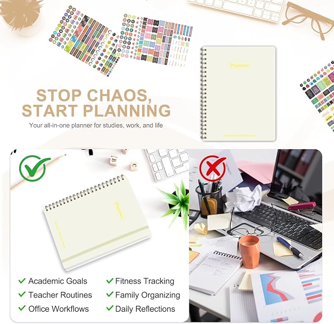 Planner 2026-2027, Academic Weekly and Monthly Calendar Planner, July 2026 - June 2027, Hardcover Spiral Agenda Book, School Supplies for Teacher Student - Letter Size(8.5" x 11")