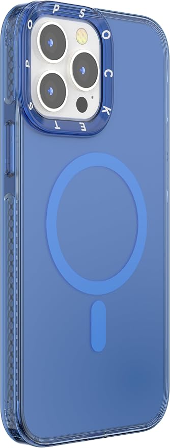 PopSockets iPhone 13 Pro Max Phone Case with MagSafe, Wireless Charging Compatible, Light Blue - Vermeer Blue