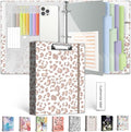 3 Ring Binder 1 Inch for 8.5"x11" Paper, Three Ring Binders with Clipboard, 5 Dividers with Tabs and Pockets, Transparent Folder, 18 Divider Stikers, BVSSX Decorative Binder with Pen Holder,Leopard
