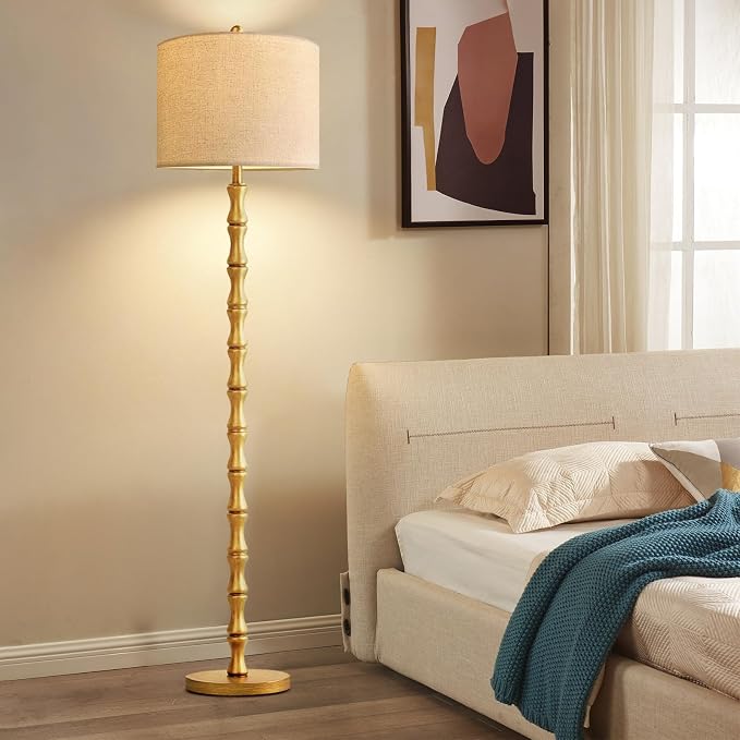Wood Floor Lamps for Living Room Rustic Floor Lamp with Remote Control & 3 Color Temperature,Dimmable Floor Lamp Gold Mid Century Modern Standing Lamp Tall Farmhouse Floor Lamp For Bedroom Corner