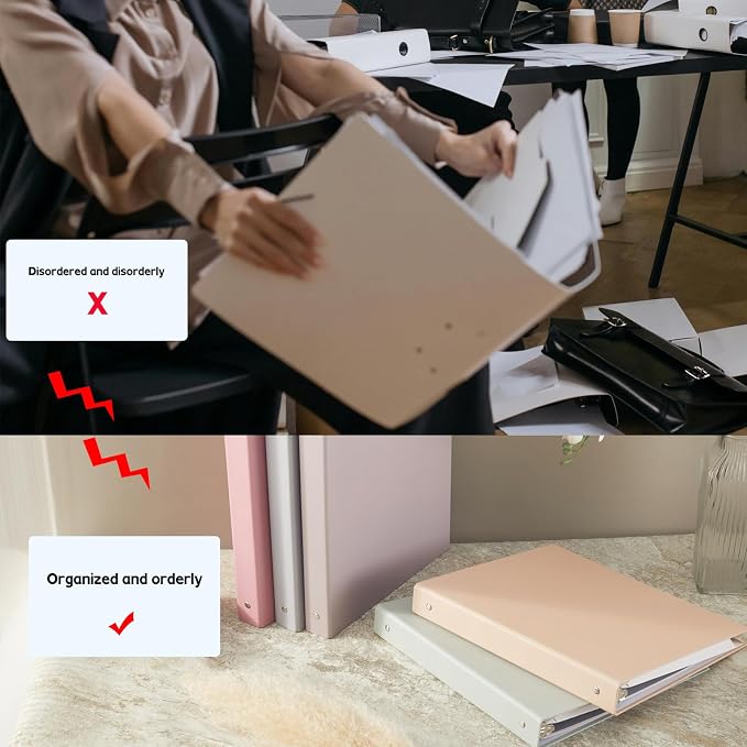 2-Pack, 3-Ring Pocket, Fashionable Color Binder 1-inch, Suitable for Letter Size (11 "x 8.5"), Beautiful and Cute Binder Suitable for School and Office Supplies, Gray Color