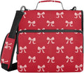 Red Bow Print Zipper Binder Bag 3 Ring with Shoulder Strap & Handle Multi Pocket Binder Organizer Bag Large Capacity for School Office Supplies
