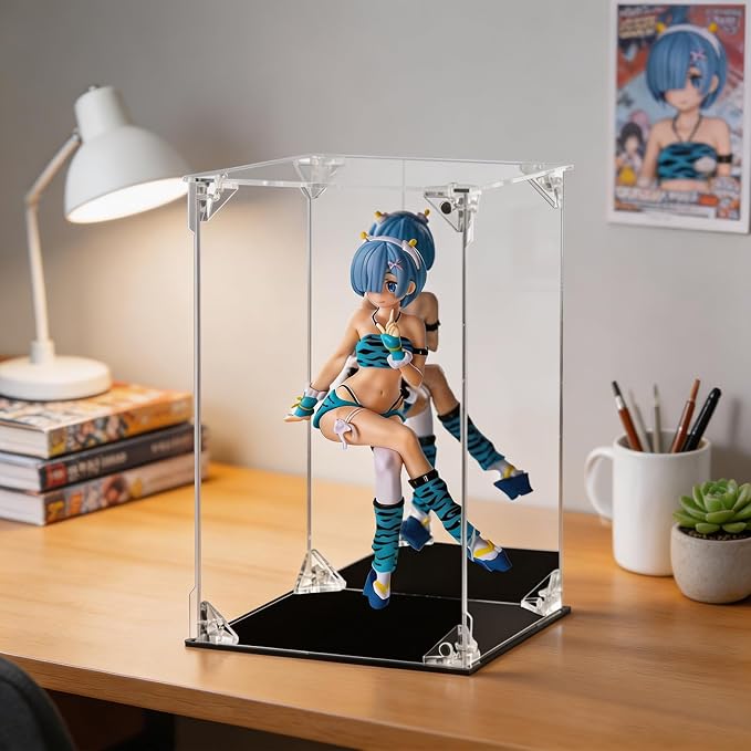 Display Case for Collectibles Assemble Clear Acrylic Box Alternative Glass Case for Display Action Figures Home Storage Organizing Toys (Internal dim 5.5X5.5X9 inch)