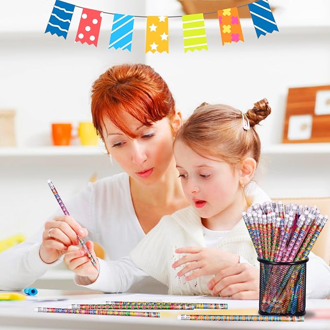 Birthday Pencils Happy Birthday Pencil for Students Birthdays Pencil for Teacher Classroom Birthdays Party Supplies, 6 Style (120)