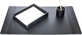 Dacasso Black Bonded Leather Luxury 3 Piece Desk Set - Blotter Pad & Desk Mat Organization Essentials - Executive Decor and Surface Protector
